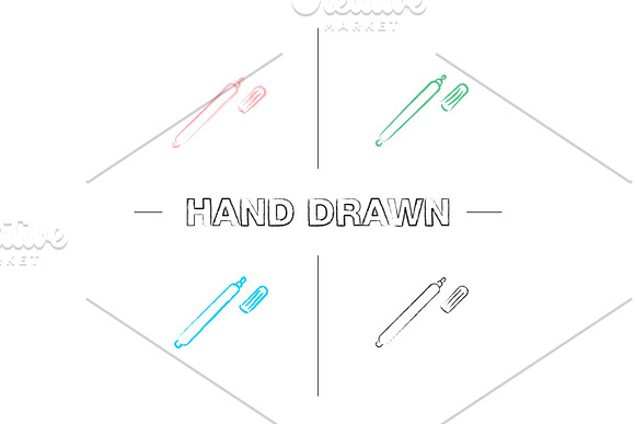 Marker Pen Hand Drawn Icons Set