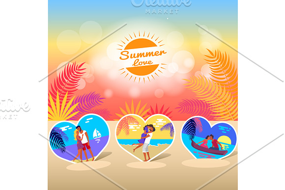 Summer Love Time Banner With Photos Of Couple