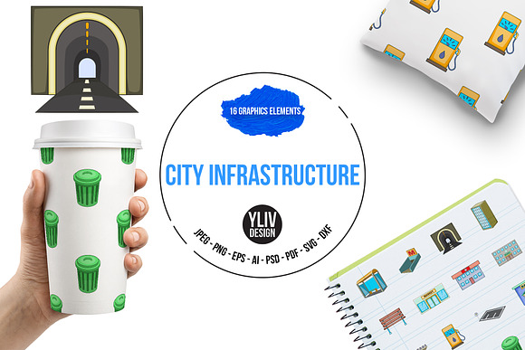 City Infrastructure Icons Set Carto