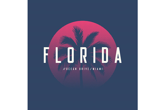 Florida Miami Ocean Drive T-shirt And Apparel Design With Palm T