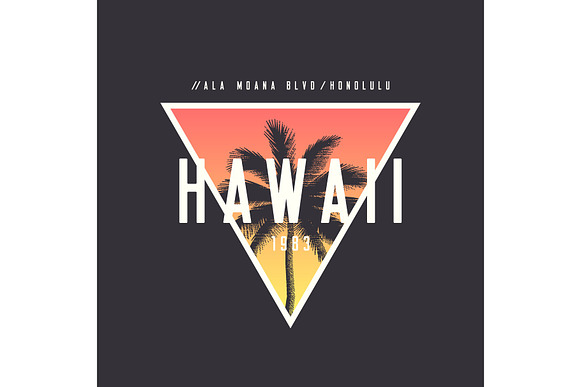 Hawaii Honolulu T-shirt And Apparel Design With Rough Palm Tree