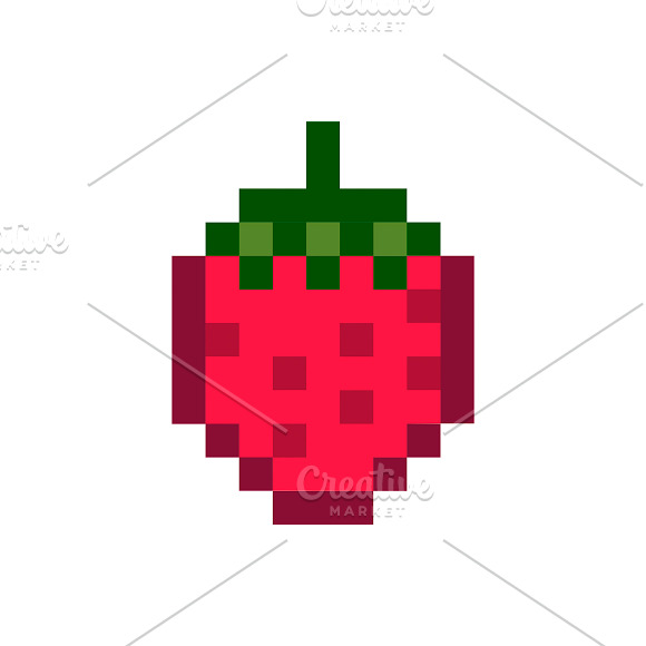 Strawberry Pixelated Fruit