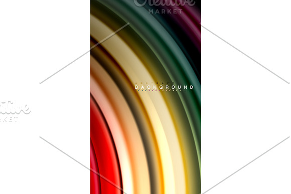 Abstract Wave Lines Fluid Rainbow Style Color Stripes On Black Background