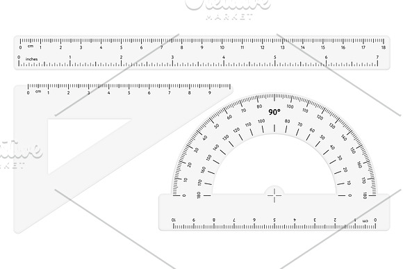 Various Transparent Rulers On White Background
