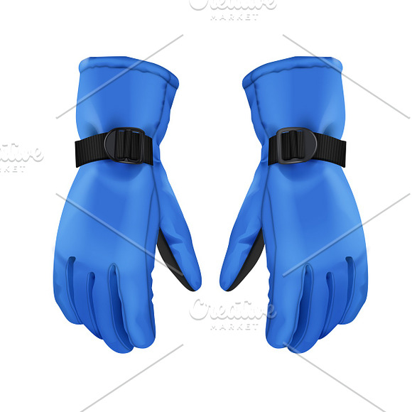 Pair Of Blue Sport Winter Gloves