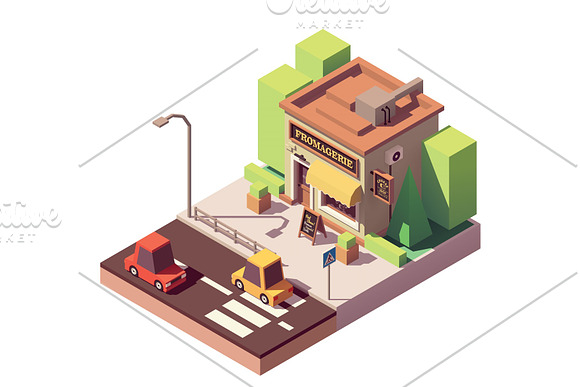 Vector Isometric Cheese Shop