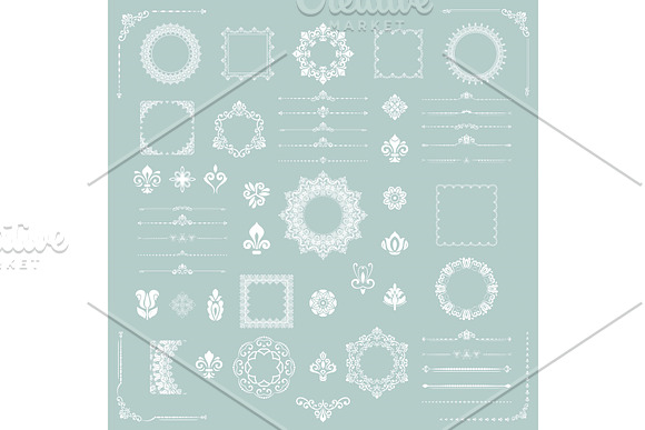 Vintage Set Of Vector Horizontal Square And Round Elements