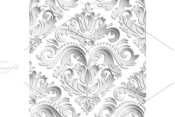 Seamless Vector Oriental Pattern With 3D Elements