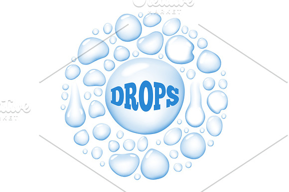 Round Wet Water Drops Vector Illustration
