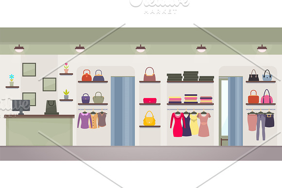 Women's Clothing Store Vector Illustration