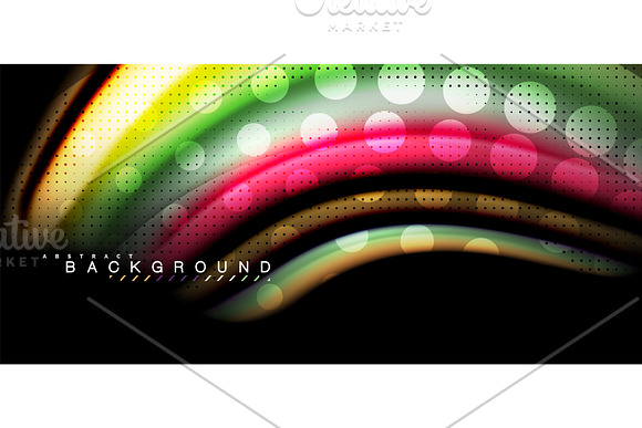 Multicolored Wave Lines On Black Background Design