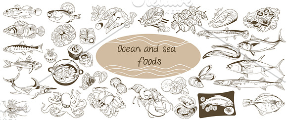 Doodle Ocean And Sea Food Set