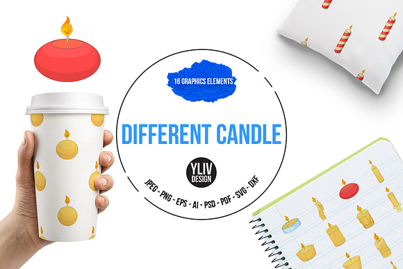 Different Candle Icons Set Cartoon