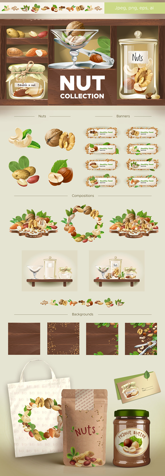 Collection Of Nuts Vector