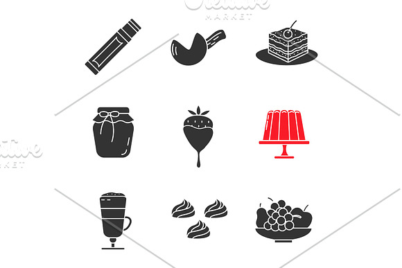 Confectionery Glyph Icons Set