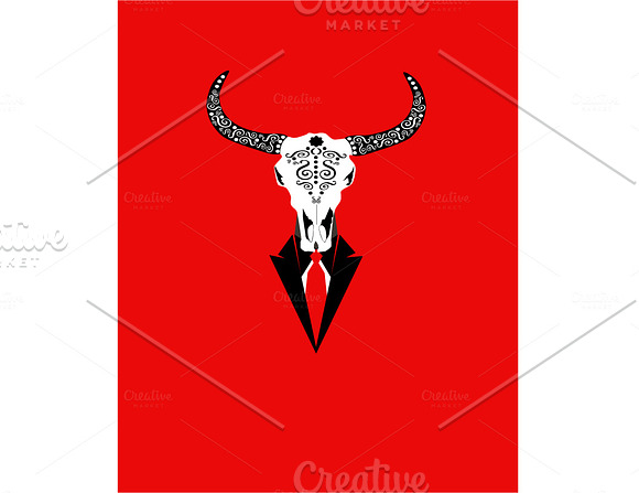 Animal Skull With Red Tie Bulls