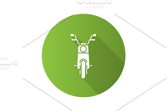 Scooter In Front View Flat Design Long Shadow Glyph Icon