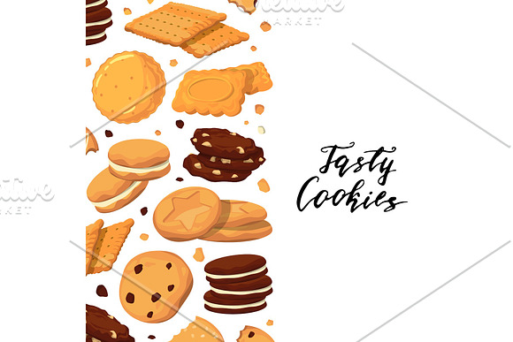Vector Background With Lettering And With Cartoon Cookies