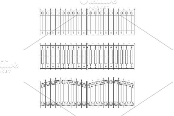 Sketches Of Fences Drafts Outline Design Collection