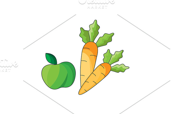 Illustration Apple And Carrot