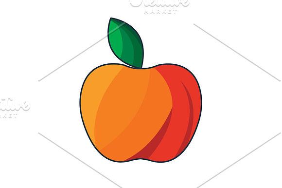 Color Vector Illustration Red Apple