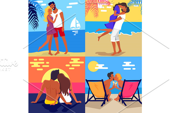 Romantic Young Couple Spending Honeymoon On Beach