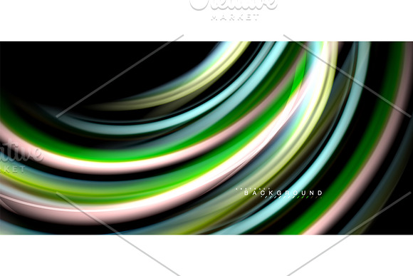 Multicolored Wave Lines On Black Background Design