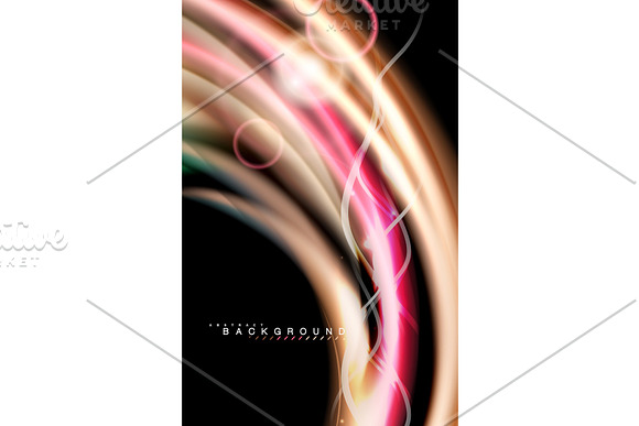 Color Shiny Light Effects On Black Liquid Style Multicolored Wavy Shape
