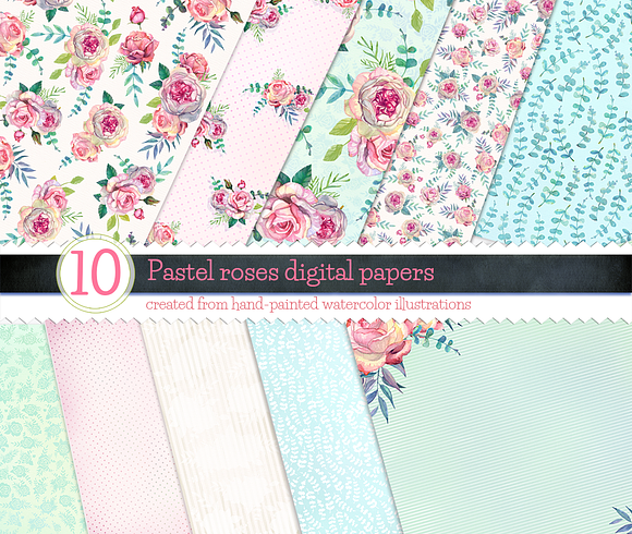 Pastel Roses Digital Papers