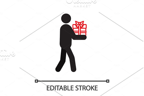 Man Holding Gift In Hands Silhouette Icon