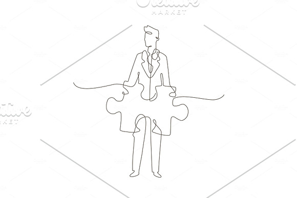 Businessman One Line Design Style Illustration