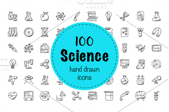 100 Science And Fiction Doodle Icons