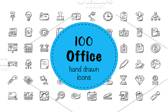 100 Office Doodle Icons