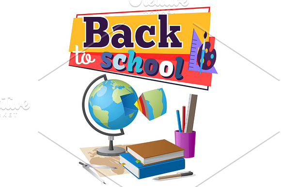 Back To School Sticker With Educational Supplies