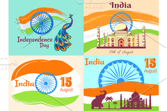 15 August Independence Day In India Posters Set