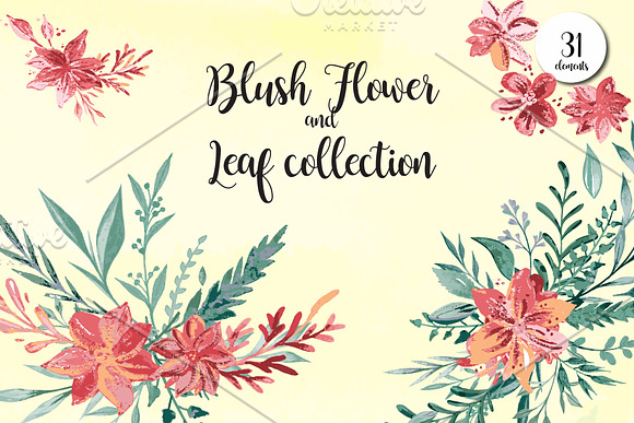 Blush Flowers And Leaf Collection