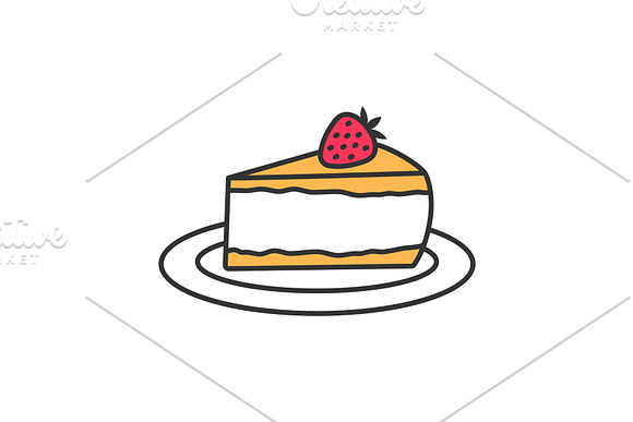 Cheesecake With Strawberry Color Icon