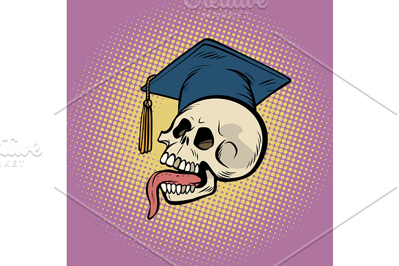 Human Skull In A Graduate Hat