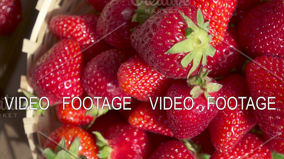 Strawberry In A Wicker Basket And Camera Movement On A Cocktail Slow Motion