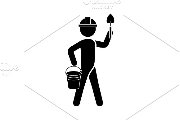 Builder In A Helmet With A Trowel