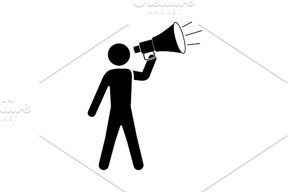 A Man With A Megaphone Icon Black