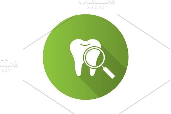 Teeth Medical Check Flat Design Long Shadow Glyph Icon