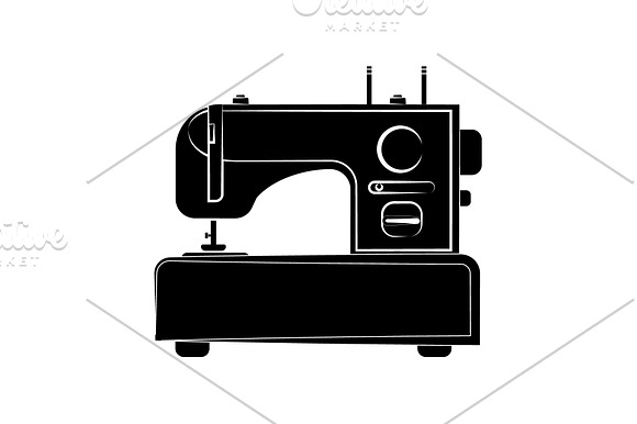 Sewing Machine Icon Black On White