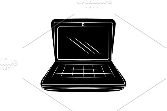Laptop Icon Vector Black On White