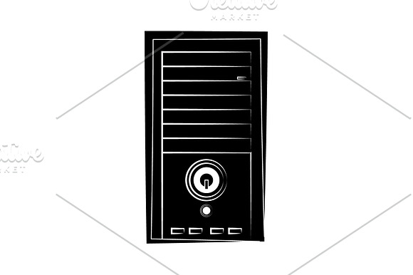 System Unit Icon Black On White