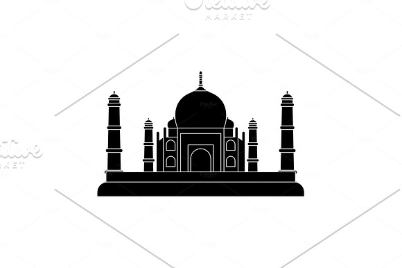 Taj Mahal Icon Black On White