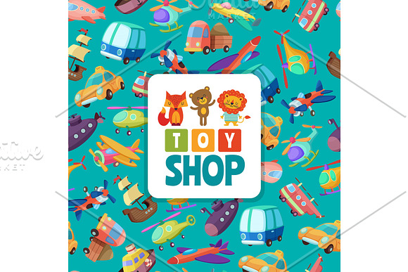 Seamless Pattern With Illustrations Of Different Toys