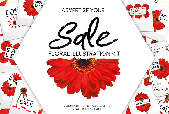 Floral Illustration SALE Advert Kit