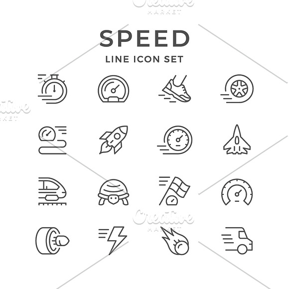 Set Line Icons Of Speed
