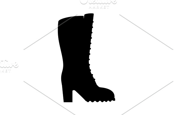 Women's Boots Icon Black On White